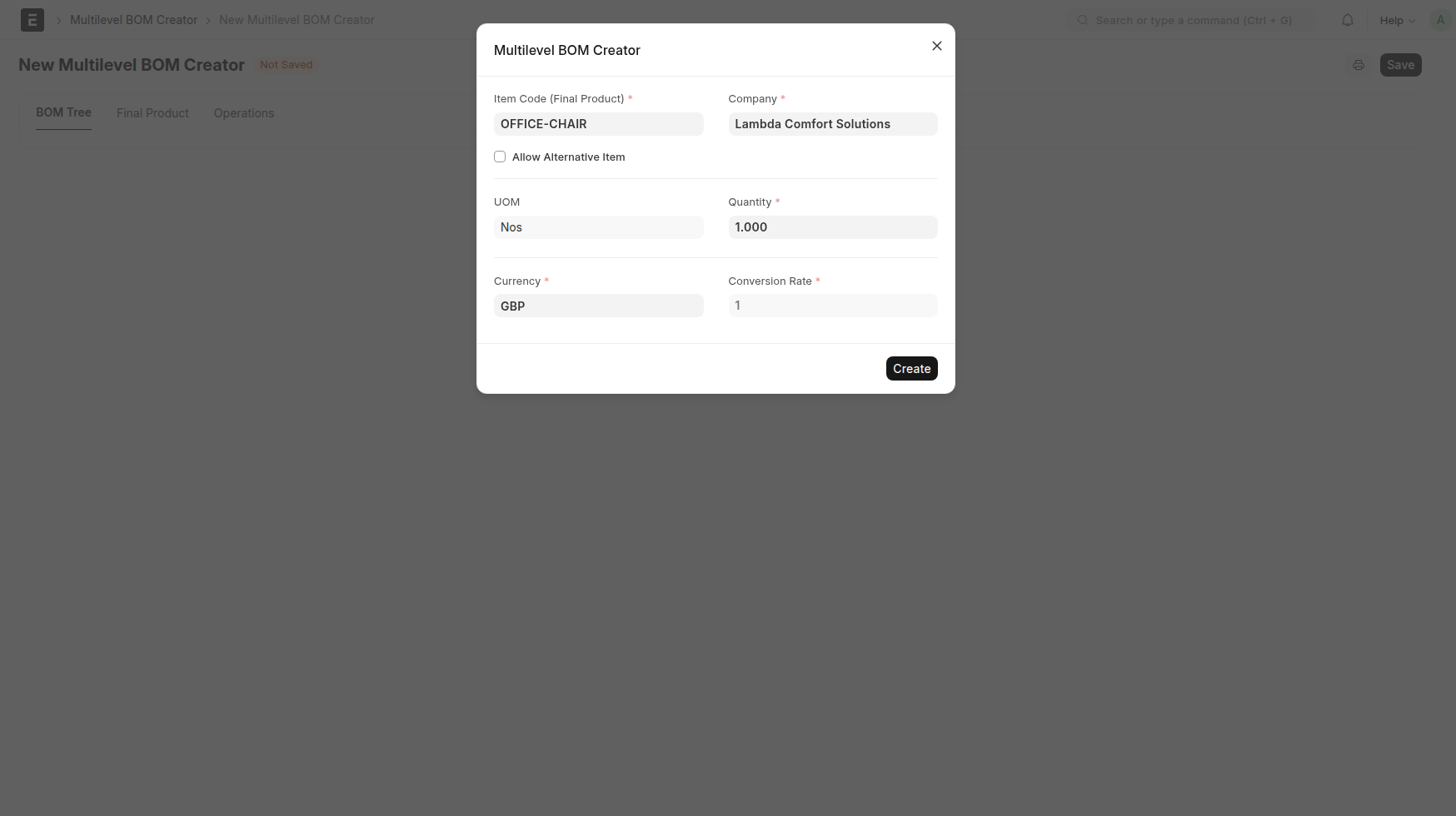 New document and initial details