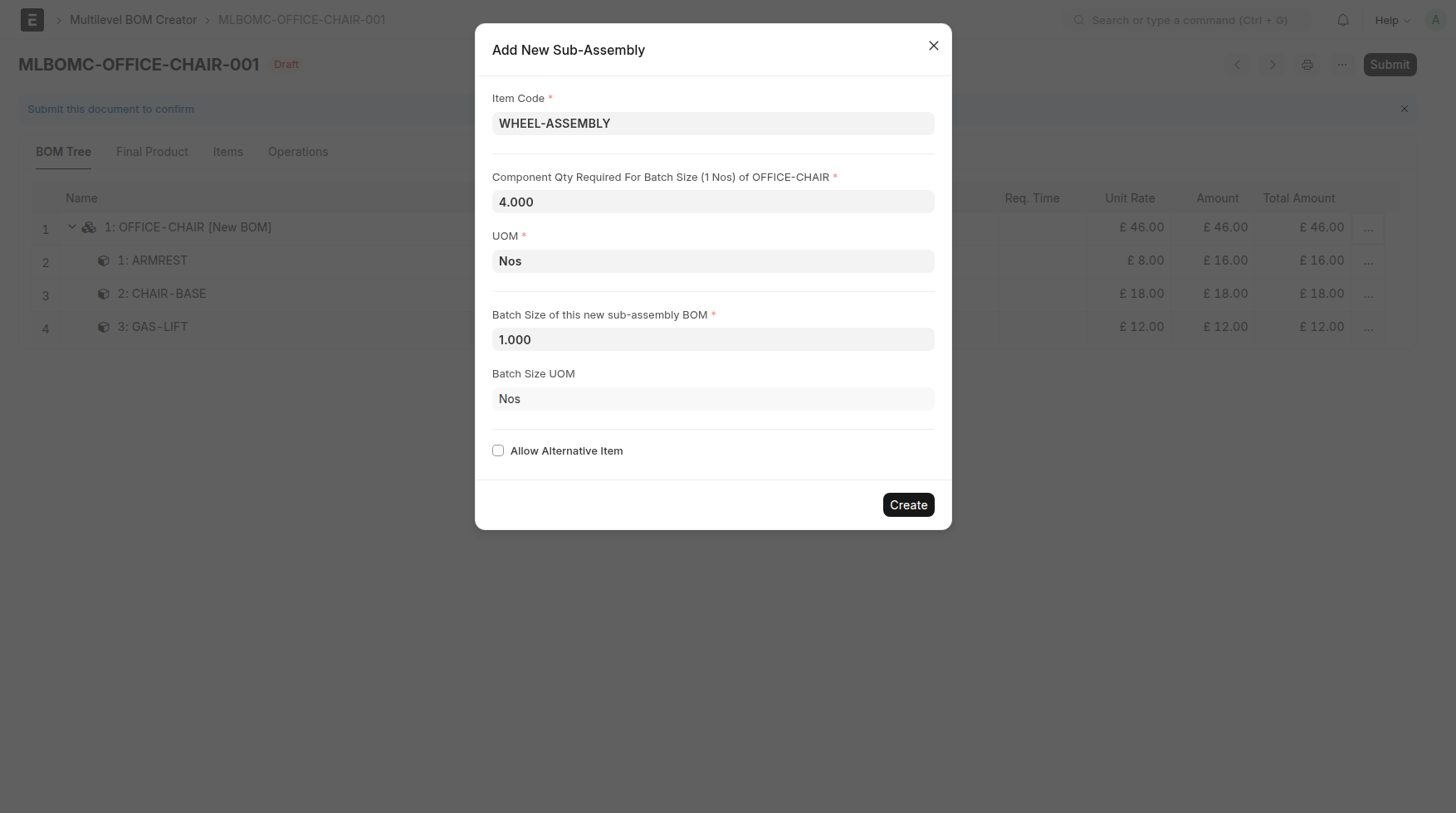 Add New Sub-Assembly dialog