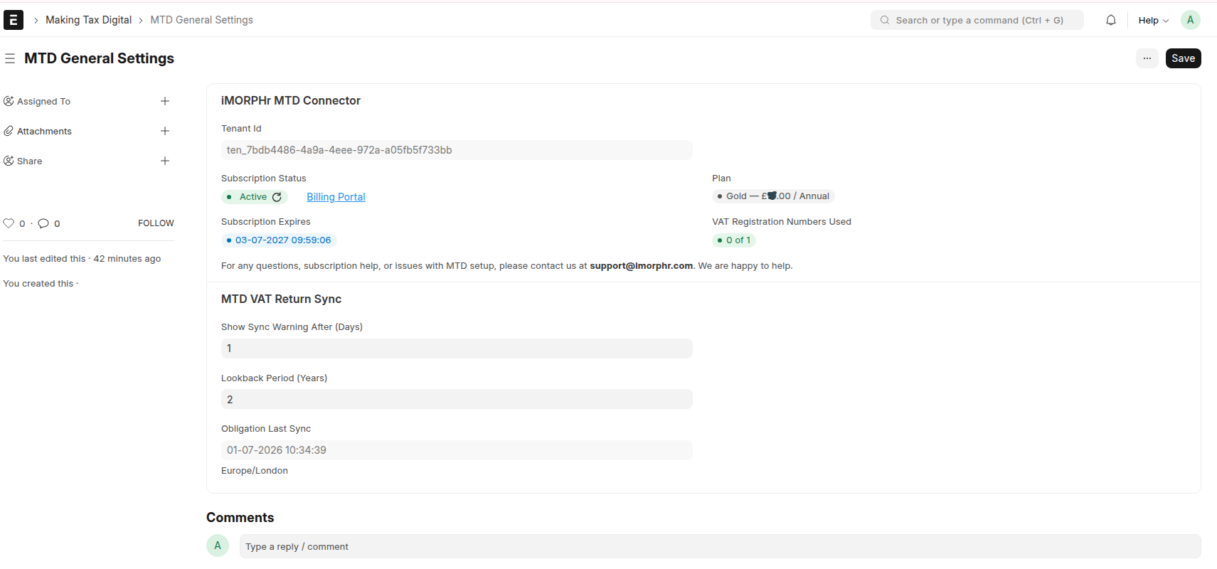 Active subscription status