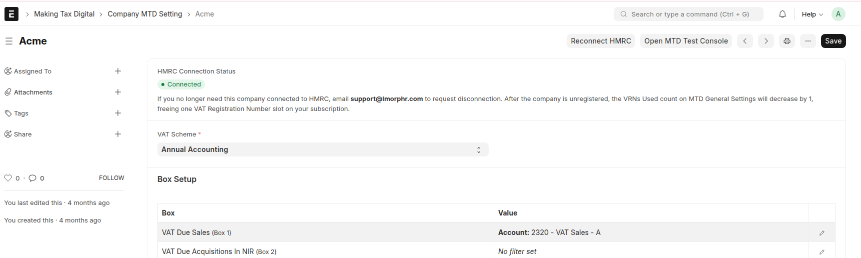 HMRC connection connected